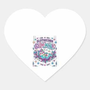 Sticker Cœur Licorne Slothicorne Magie Lente Marché Coloré