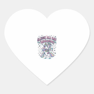 Sticker Cœur Licorne Traîneau Toute La Journée Licorne Charmer