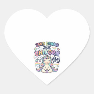 Sticker Cœur Licorne Zéro Drame Juste Licorne Vibes Gras Typogr