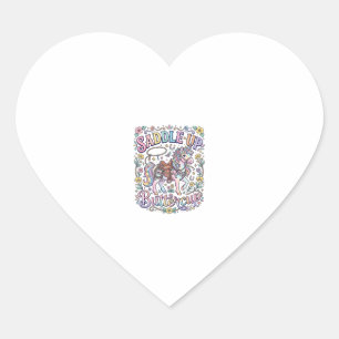 Sticker Cœur Licou de licorne papillon coloré fond blanc