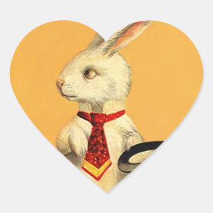 Sticker Cœur Lièvres magiques vintages de lapin de tour de