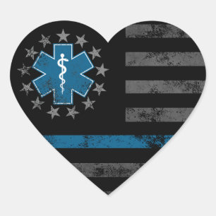 Sticker Cœur Ligne Bleue EMT Infirmier Drapeau Américain Vintag