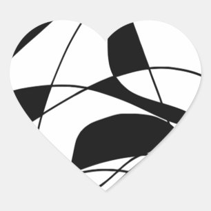 Sticker Cœur Lignes noires et blanches, motif d'impression coul