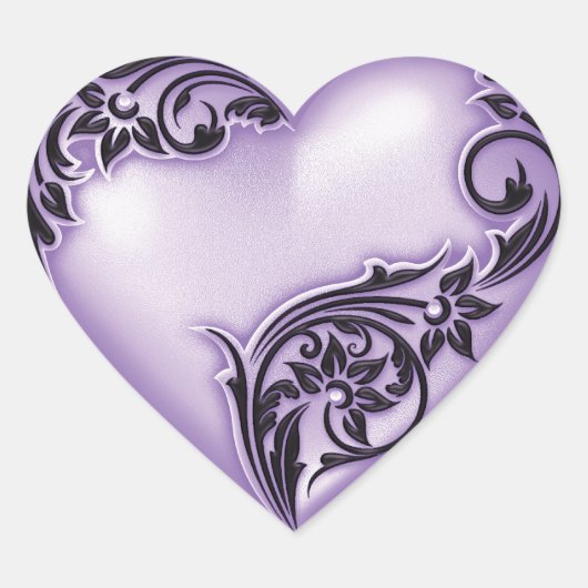 Sticker Cœur Lilac à molette du coeur avec noir (Devant)
