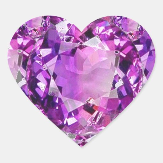 STICKER CŒUR LILAC PURPLE AMÉTHYST FÉVRIER GEM BIRTHSTONE (Devant)