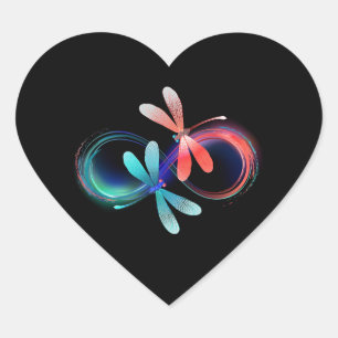 Sticker Cœur L'infini avec des libellules lumineuses