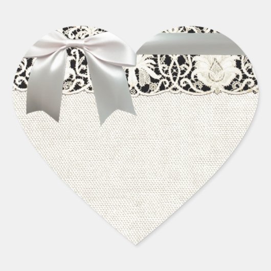 Sticker Cœur Linge de dentelle mariage blanc classique jolie (Devant)