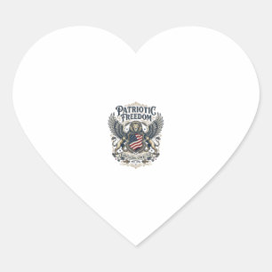 Sticker Cœur Lion Aigle Patriotique Hybride Animal Gardien Patr