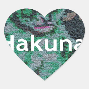 Sticker Cœur Lion vert avec lunettes roses "Hakuna Matata" Art