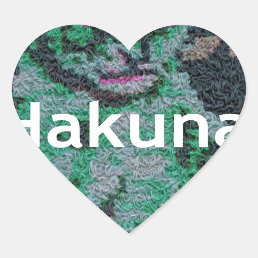 Sticker Cœur Lion vert avec lunettes roses "Hakuna Matata" Art (Devant)