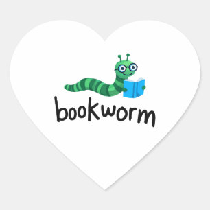 Sticker Cœur Lire Buddy Cute Bookwort Avec Livre