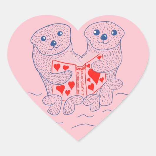 Sticker Cœur Lire un livre mignonne Saint-Valentin (Devant)