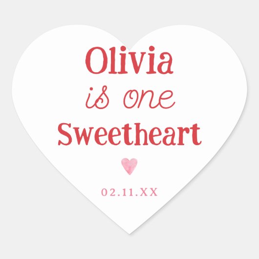 Sticker Cœur Little Sweethee 1ère fête d'anniversaire (Devant)