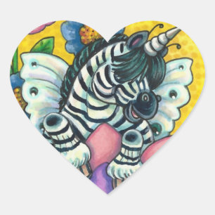 Sticker Cœur LITTLE ZEBO WHIMSYNICKER, Imaginaire UNICORN ZEBRA