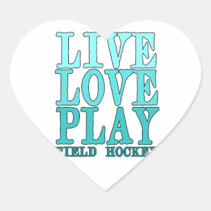 Sticker Cœur Live, Love, Play - Hockey sur gazon