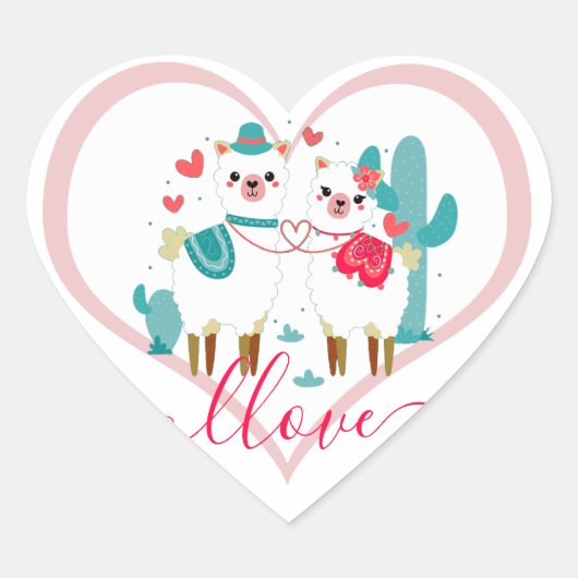 Sticker Cœur Llama Amour  (Devant)