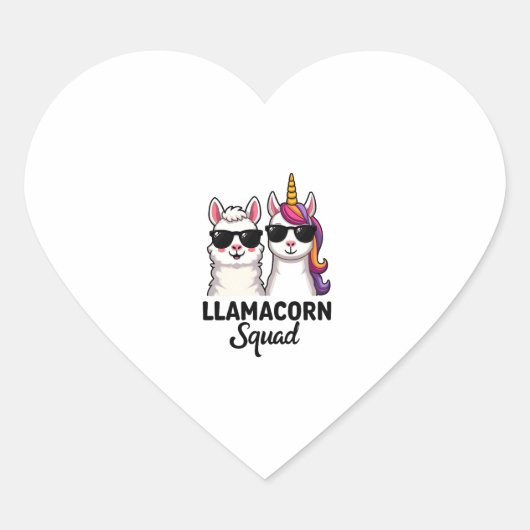Sticker Cœur Llamacorn Squad Funny Unicorn Llama Squad Christma (Devant)