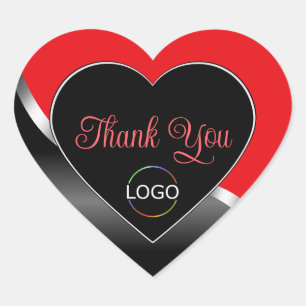 Sticker Cœur Logo argent ondulé noir rouge frappant Mignon Merc