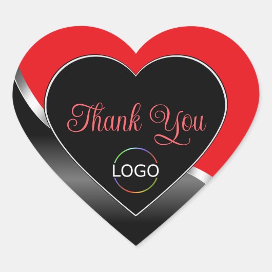 Sticker Cœur Logo argenté rouge vif en rouge en argent mignon M (Devant)