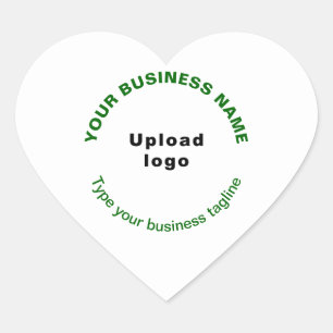 Sticker Cœur Logo et Nom commercial vert et Tagline sur