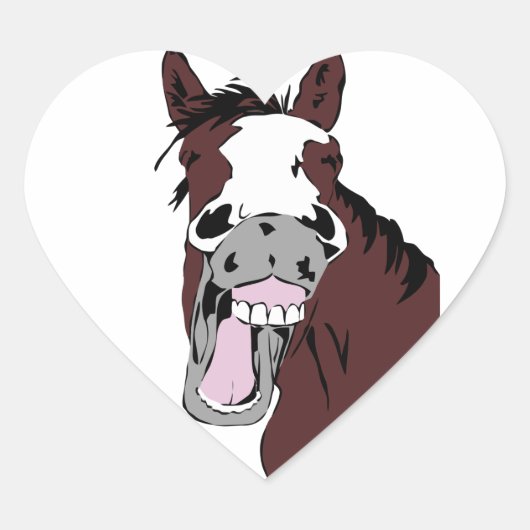 Sticker Cœur Logo Fun Laughing Horse Head (Devant)