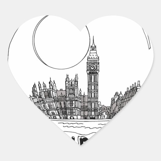 Sticker Cœur Londres dans une boule de verre. (Devant)