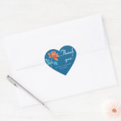 Sticker Cœur Lotus Flower Orange & Merci Mariage bleu (Enveloppe)