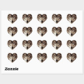 Sticker Cœur Loup gris (Feuille)