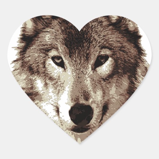 Sticker Cœur Loup gris (Devant)
