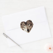 Sticker Cœur Loup gris (Enveloppe)