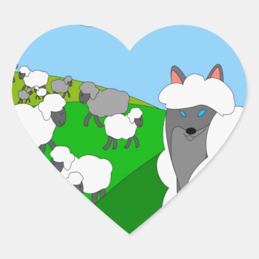 Sticker Cœur loup vêtu de mouton (Devant)