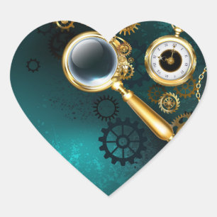 Sticker Cœur Loupe en style Steampunk