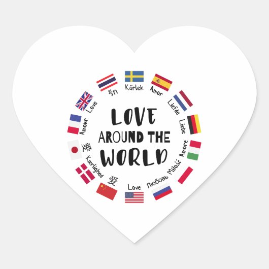 Sticker Cœur Love Around the World Languages (Devant)