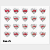 Sticker Cœur LOVE, conception de texte populaire, (Feuille)