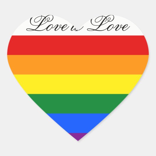 Sticker Cœur Love Equality Rainbow Flag LGBT Lesbian Gay Pride (Devant)