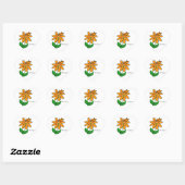 Sticker Cœur Love Grows Orange Floral (Feuille)