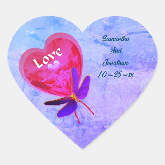 Sticker Cœur Love Heart Balloon Mariage personnalisé (Devant)