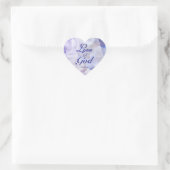 Sticker Cœur Love is of God Violet Blue Florals (Sac)