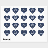 Sticker Cœur Love & Merci Marine Bleu & Blanc Simple Script (Feuille)