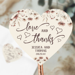 Sticker Cœur Love & Merci Rustic Boho Chic Fleur sauvage Mariag