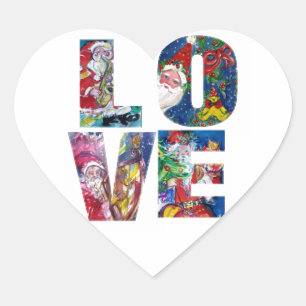 STICKER CŒUR LOVE MUSICAL PÈRE NOËL XMAS PARTY HEART