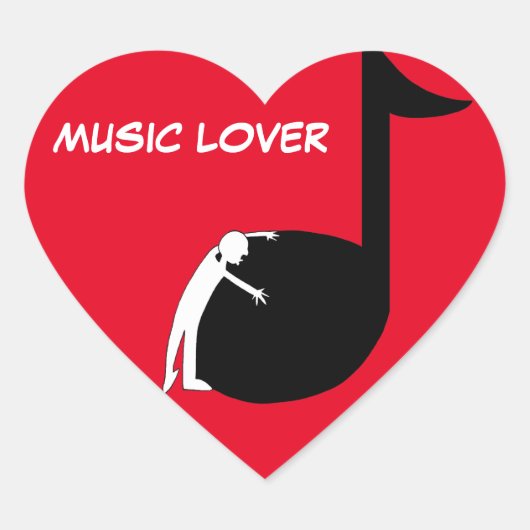 Sticker Cœur Love Note - Man Hugging Music Note Music Lover (Devant)
