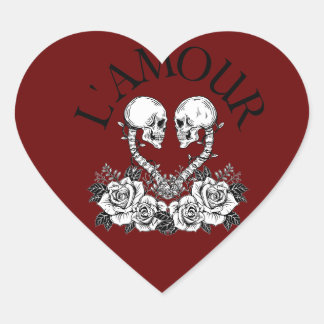 Sticker Cœur Love Skeleton Rose