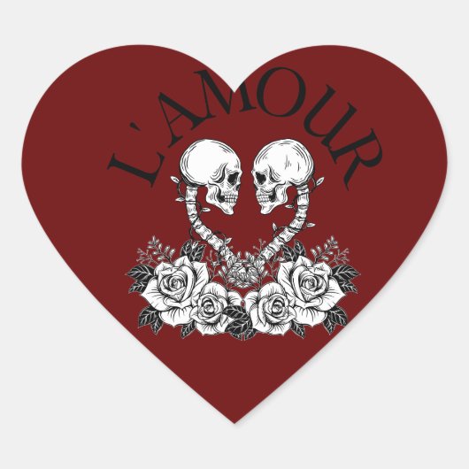 Sticker Cœur Love Skeleton Rose (Devant)