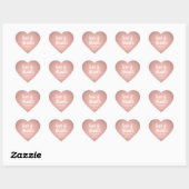 Sticker Cœur Love & Thanks Rose Gold Faux Foil Script simple (Feuille)