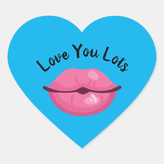 Sticker Cœur Love You Love Kissy Lips (Devant)