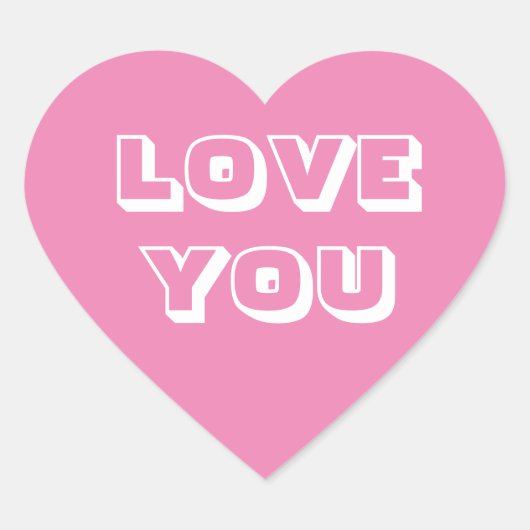 Sticker Cœur Love You, rose blanc moderne audacieux (Devant)