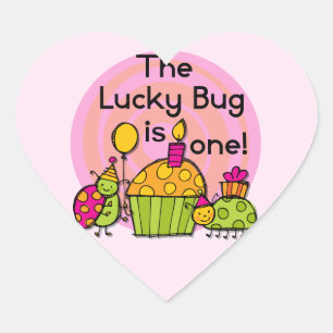 Sticker Cœur Lucky Bug Cupcake 1er Anniversaire Tshirts et cade
