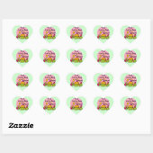 Sticker Cœur Lucky Bug Cupcake 4th Birthday T-shirts et cadeaux (Feuille)