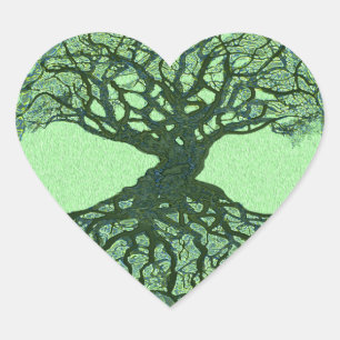 Sticker Cœur Lucky Green Tree of Life